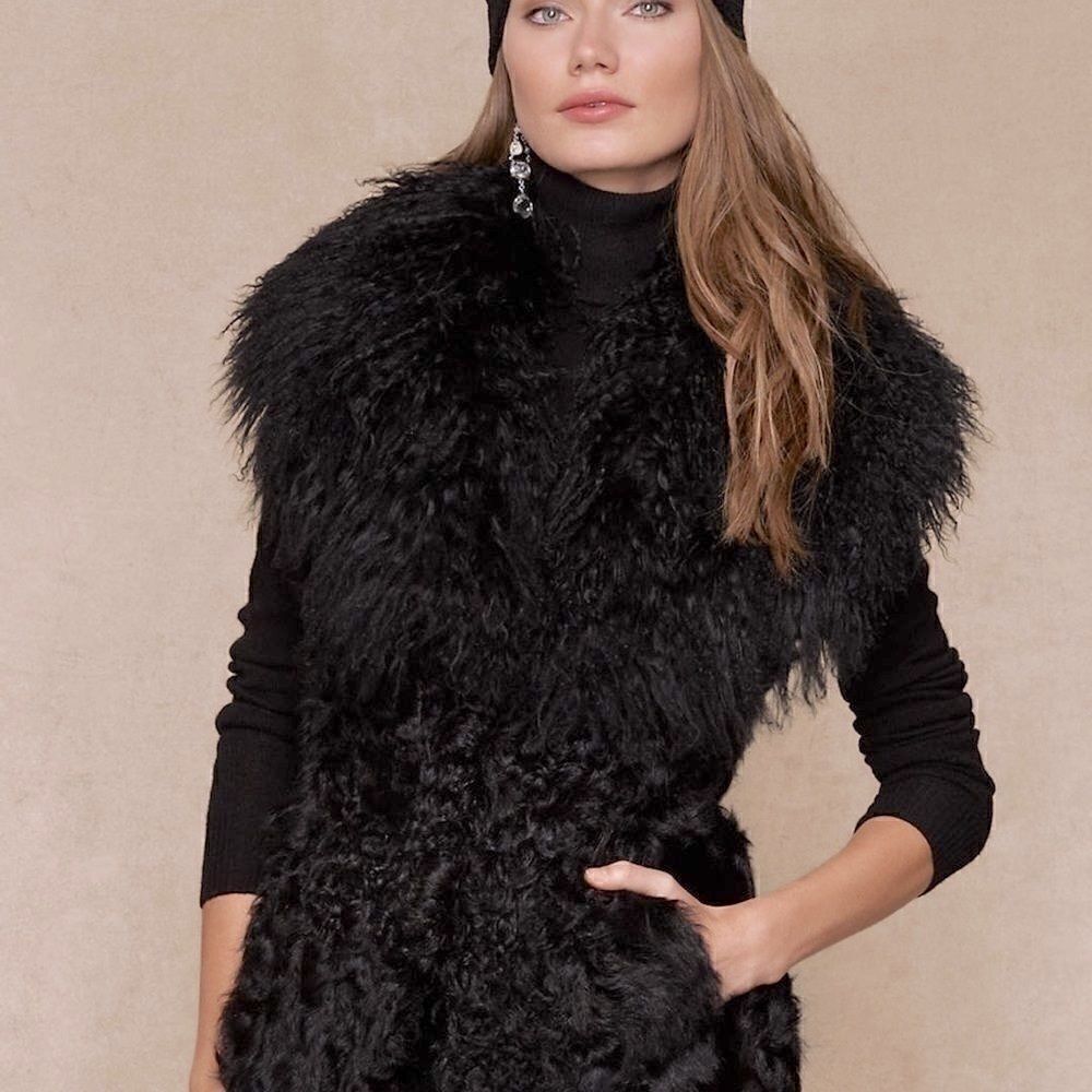 Ralph Lauren Long Black Curly Lamb Shearling Vest - Picture 5 of 16